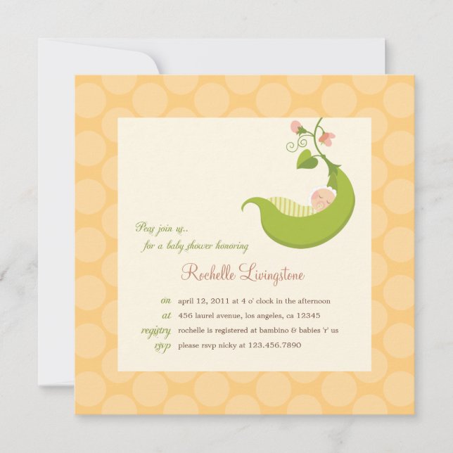 Pois dans un Baby shower de Pod Boy Invitation (Devant)