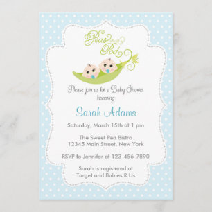 Pois dans un Baby shower de pois Invitation Jumeau
