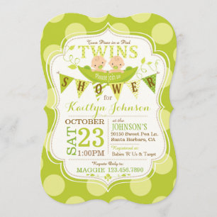 Pois dans un Baby shower Jumeaux Pod Invitation