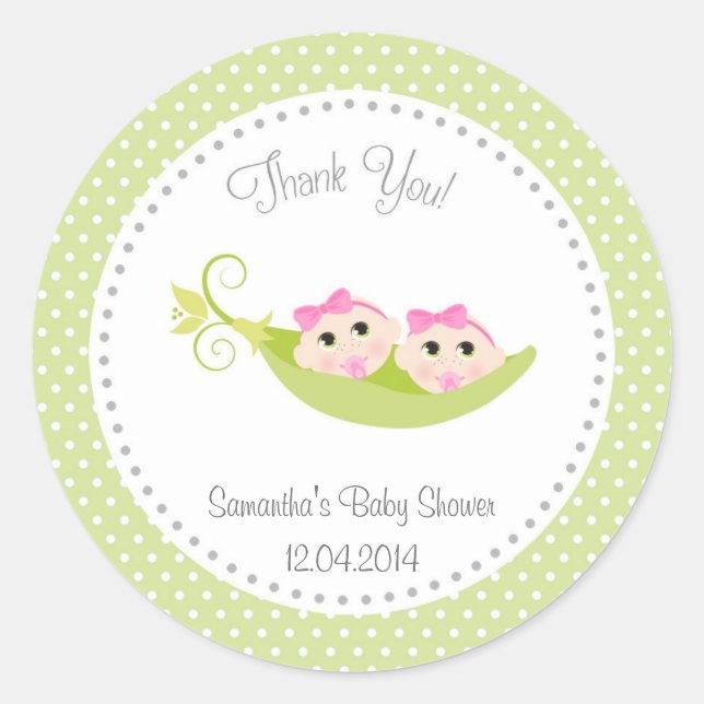 Pois Dans Un Baby shower Pod Sticker Green Twin Gi (Devant)