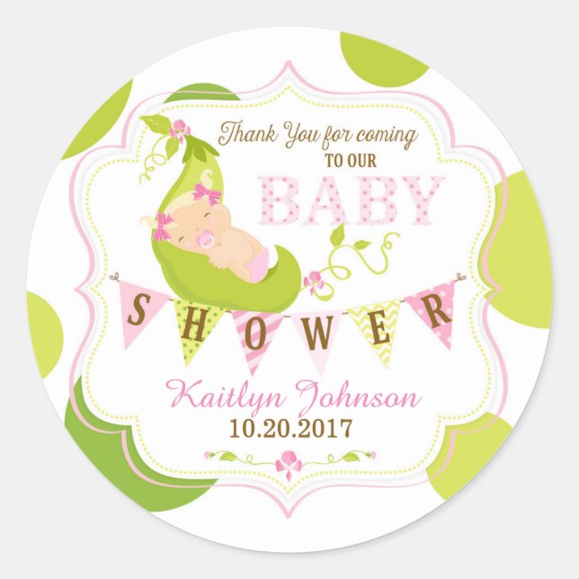 Pois dans un étiquette de Merci de bébé de cosse (Devant)