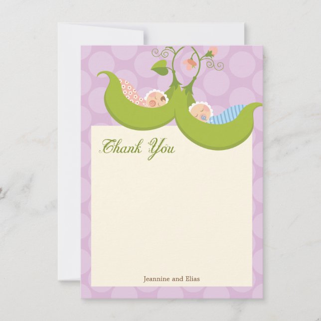 Pois dans un Merci de baby shower de fille de (Devant)