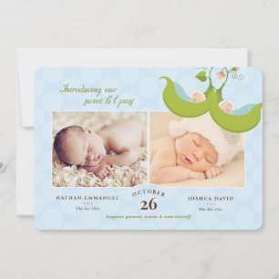 Pois dans un Pod Twin Boys 2 Pics Faire-part de na