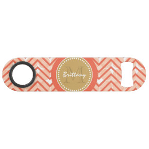 Pois de pêche et Chevron de corail et monogramme