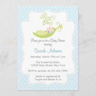 Pois doux dans une invitation de douche de bébé de