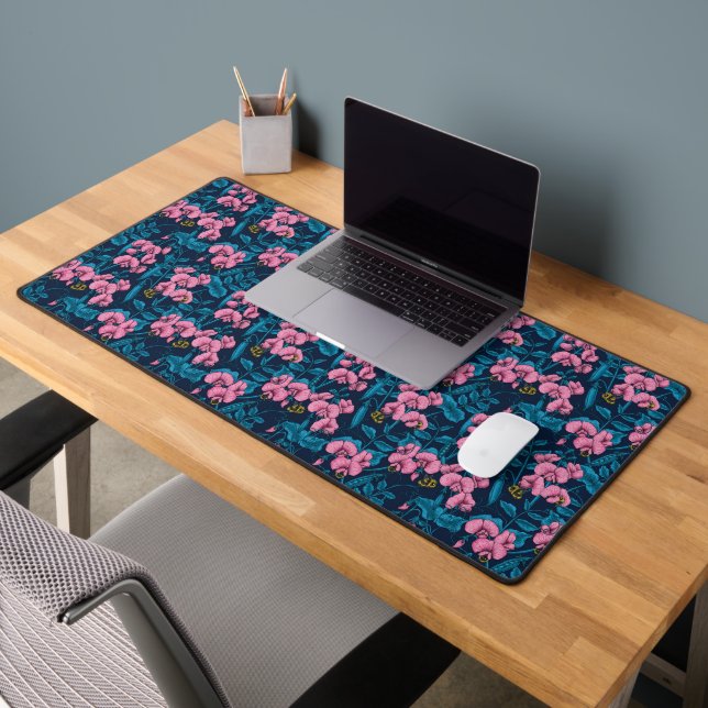 Pois doux et bourdons, rose et bleu (Bureau 2)
