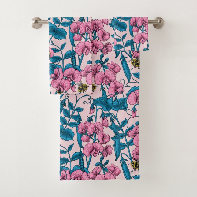 Pois doux et bourdons, rose et bleu (En situation)