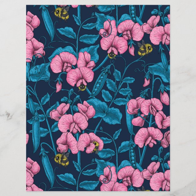 Pois doux et bourdons, rose et bleu (Devant)