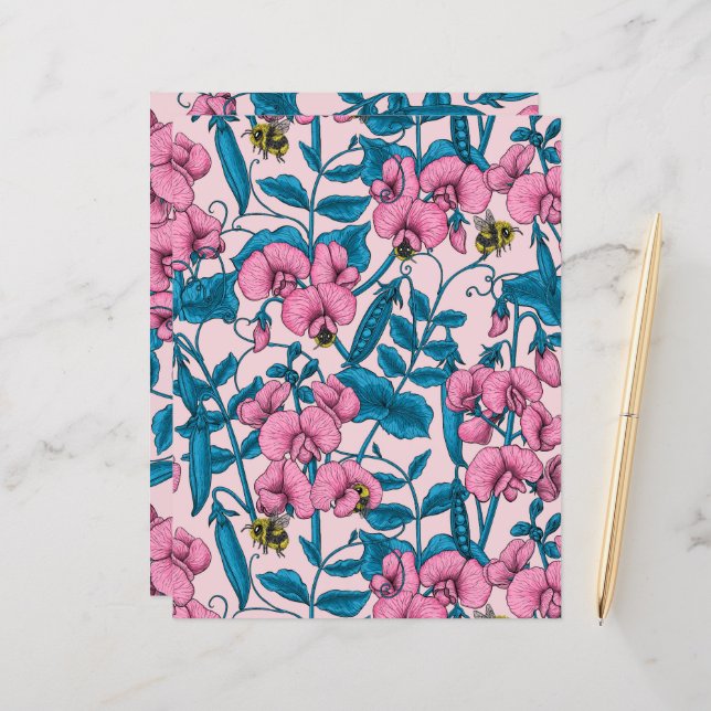 Pois doux et bourdons, rose et bleu (Devant/Arrière en situation)