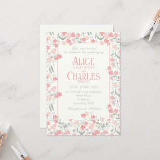 Pois doux Faire-part de mariage rose et crème