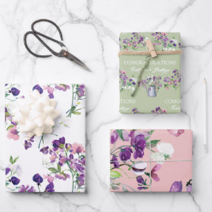 Pois doux Félicitations Enveloppement Feuilles de