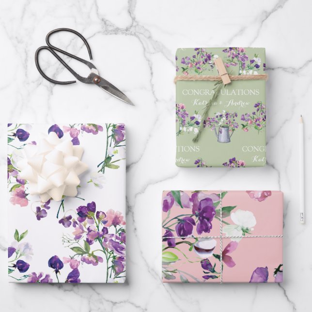 Pois doux Félicitations Enveloppement Feuilles de  (Recto)