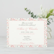 Pois doux Floral PInk et Faire-part de mariage de 
