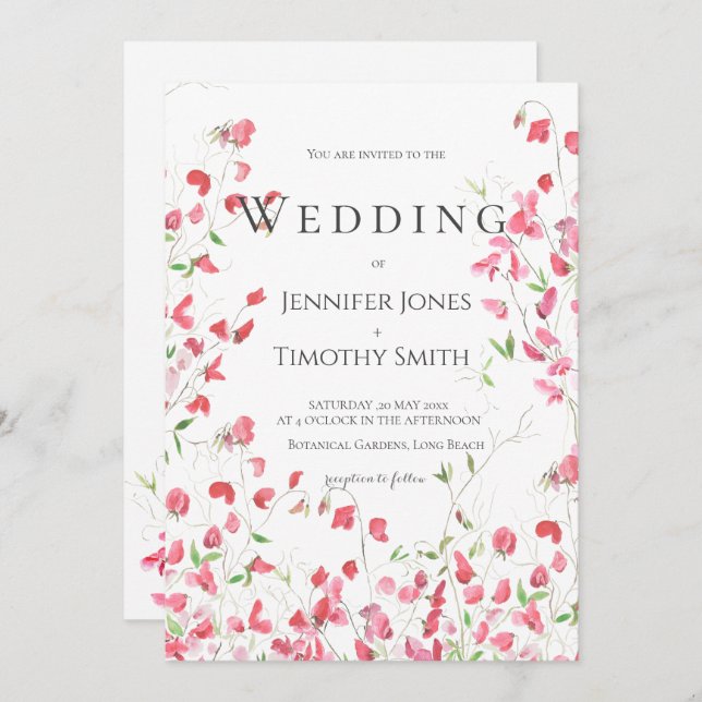 pois doux rose faire-part de mariage (Devant / Derrière)