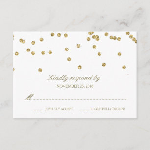 Pois élégant RSVP de confettis de blanc et d'or