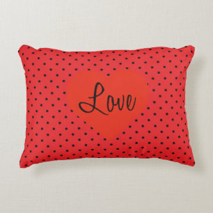 Pois Et Coussin D'Accent Du Coeur Rouge