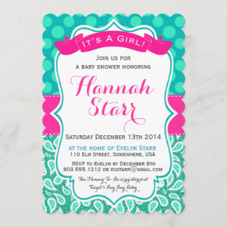 Pois et invitation de baby shower de Paisley