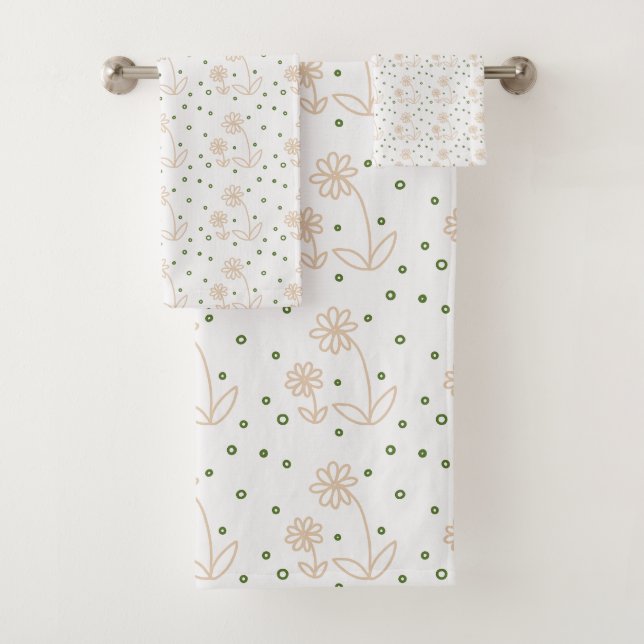 Pois et marguerites 2 - Blanc, Sable et Palm Green (En situation)