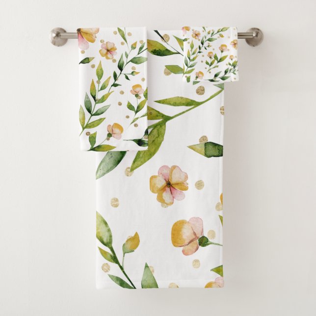 Pois floral de jaune de moutarde de vert forêt (En situation)