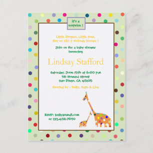 Pois girafes - invitations baby showers (vert)