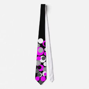 Pois gris blanc rose sur la cravate noire