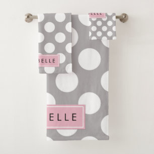 Pois gris, Motif Pointe Polka, Votre Nom