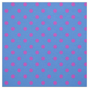 Pois magenta fait sur commande sur le tissu bleu