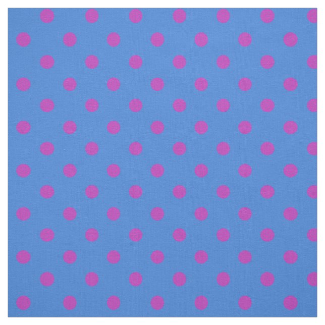 Pois magenta fait sur commande sur le tissu bleu (Échantillon)