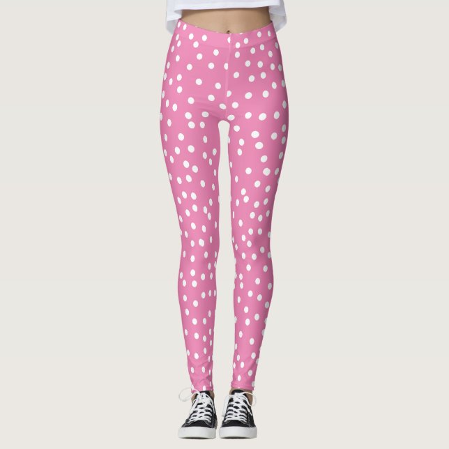 Pois mignons et preppy sur Leggings roses (Devant)