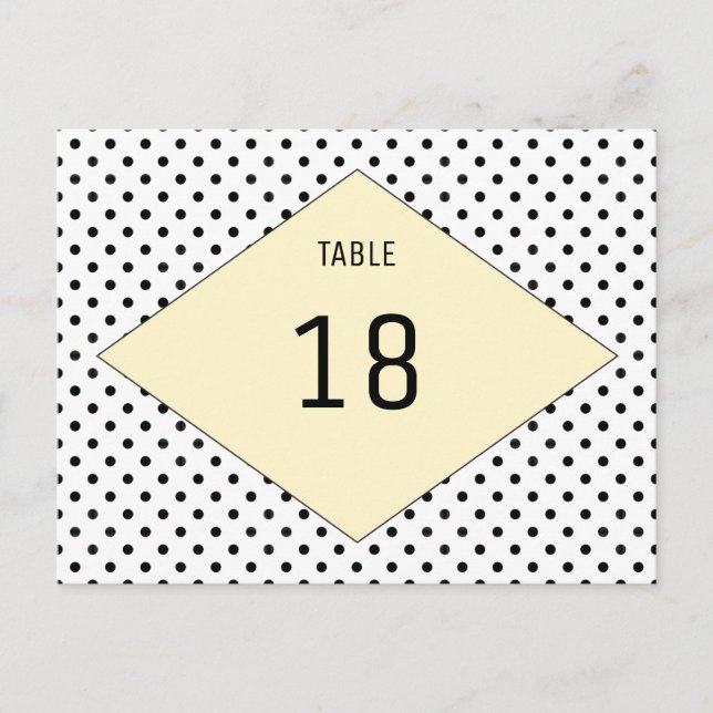 Pois moderne jaune Numéro de table Carte postale (Devant)