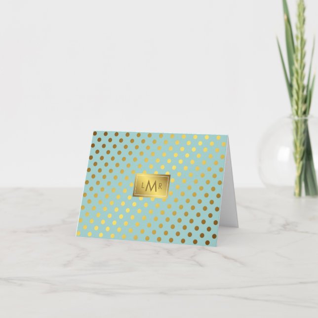 Pois Monogrammes de Mint et de Faux Gold Foil (Devant)