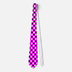Pois noir et blanc sur la cravate fuchsia