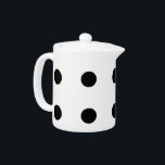 Pois noir sur le blanc<br><div class="desc">Pois noir audacieux sur une théière blanche solide de porcelaine.</div>