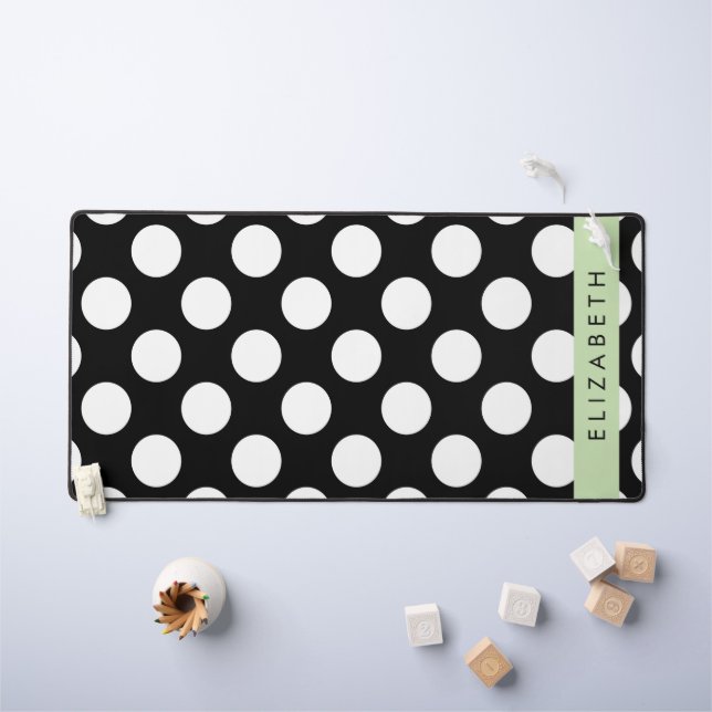 Pois noirs et blancs, pointillés, Votre nom (Tableau pour enfants)