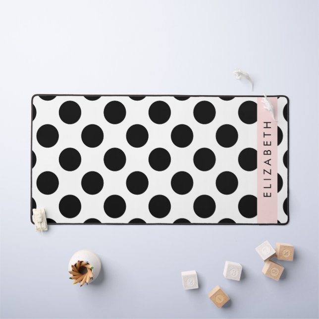 Pois noirs et blancs, pointillés, Votre nom (Tableau pour enfants)