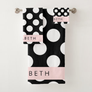 Pois noirs et blancs, pointillés, Votre nom