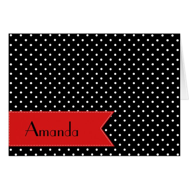 Pois noirs et blancs, pointillés, Votre nom (Devant horizontal)