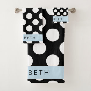 Pois noirs et blancs, pointillés, Votre nom
