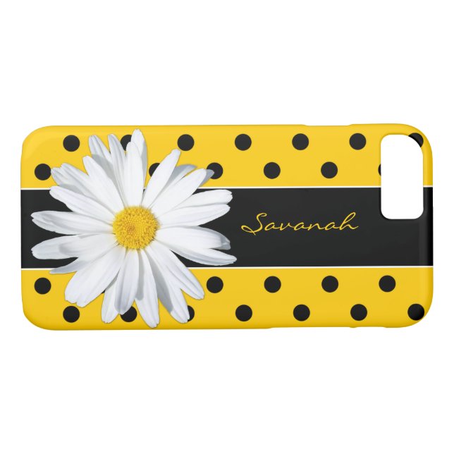 Pois noirs et jaunes, Coque de l'iPhone Daisy 8/7 (Dos (Horizontal))