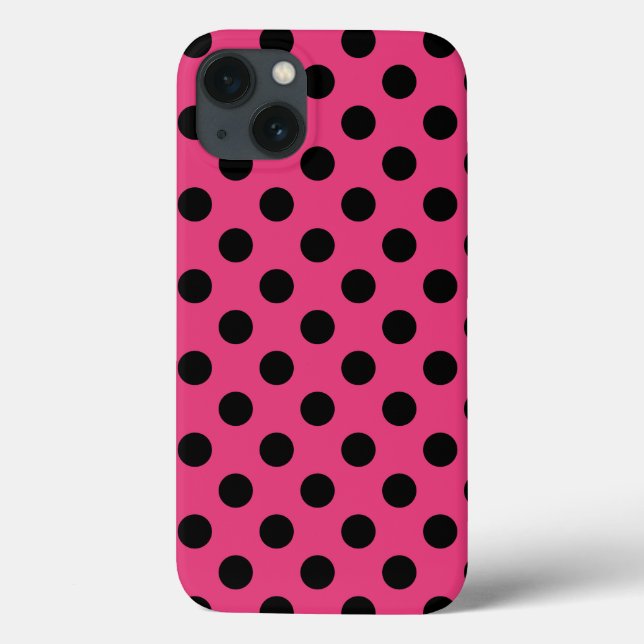 Pois noirs sur Coque fuchsia-coque iphone Mate (Verso)