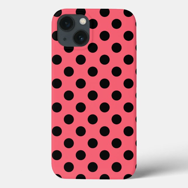 Pois noirs sur le Coque corallien-coque iphone Mat (Verso)
