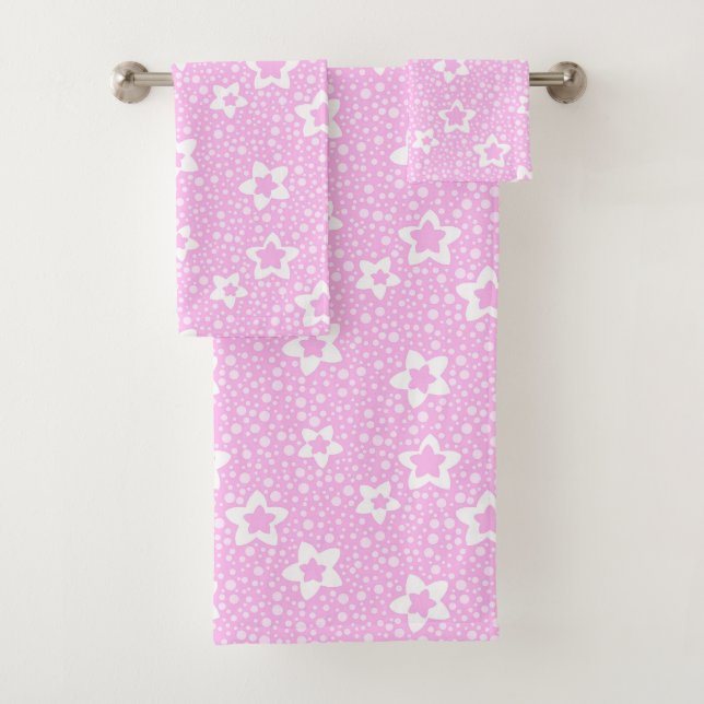 Pois rétro rose chaud avec motif floral (En situation)