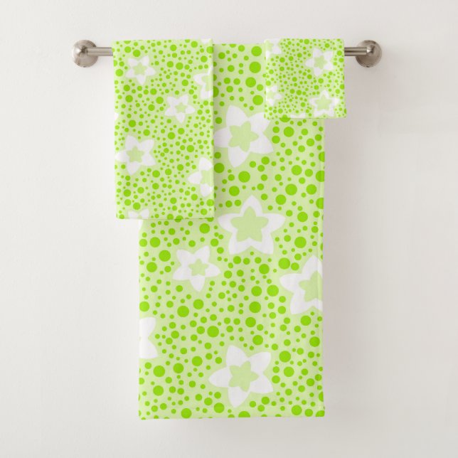 Pois rétro vert vif avec motif floral (En situation)