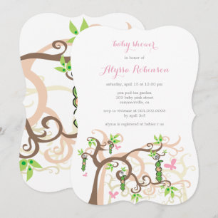 Pois Rose Dans Le Baby shower Fille Pod Invitation