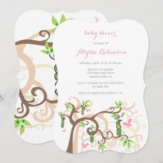 Pois Rose Dans Le Baby shower Fille Pod Invitation