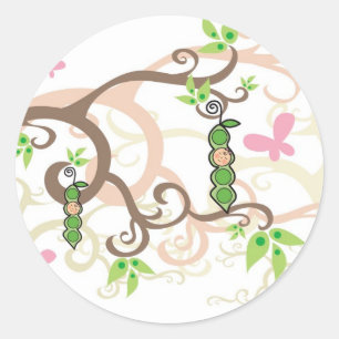 Pois Rose Dans Un Sticker Baby shower Fille Pod