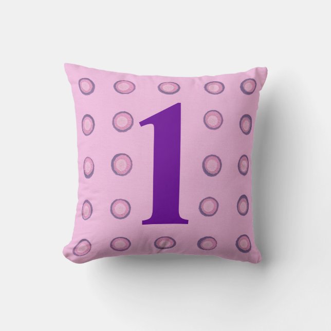 Pois rose et violet stratifiés Âge 1 Coussin (Recto)