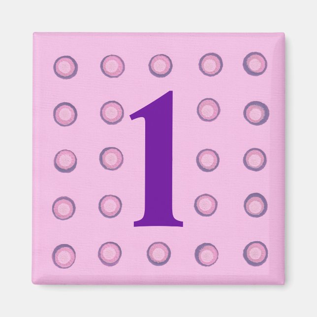 Pois rose et violet stratifiés Âge 1 Magnet (Devant)