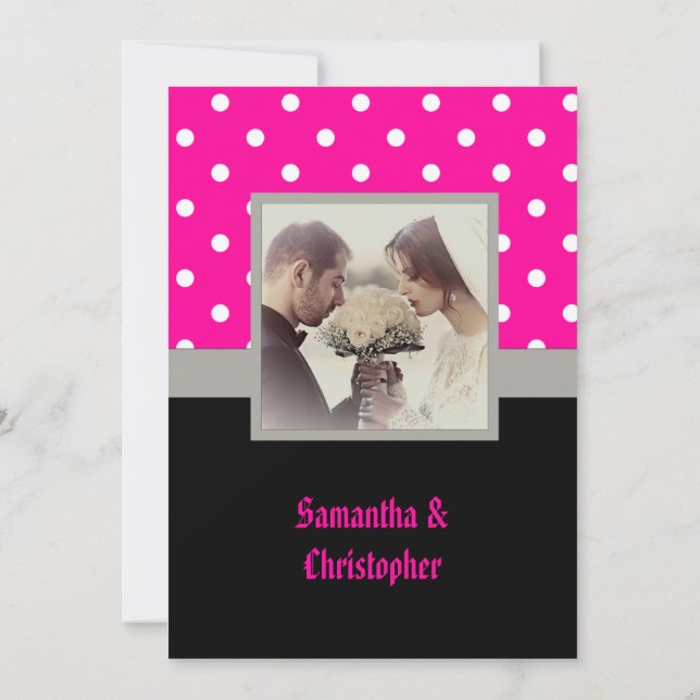 Pois rose faire-part de mariage (Dos)