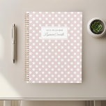 Pois rose moderne<br><div class="desc">Carnet de planificateur personnalisé avec pois blancs sur couleur rose poussiéreux avec nom personnalisé.</div>